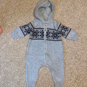 Oshkosh sweater one piece outfit hooded
